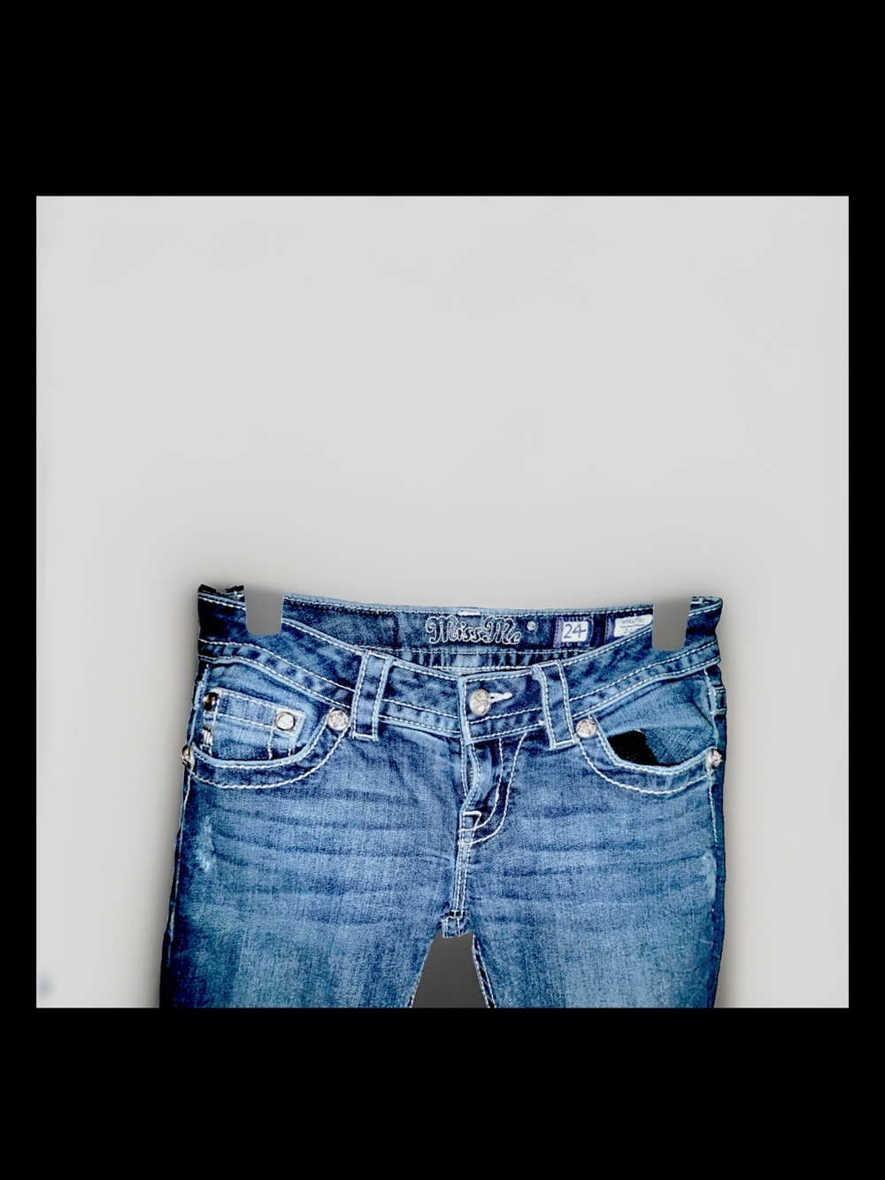 Miss Me Blue Boot Cut Jeans with Embroidered Pockets - Picture 6 of 6